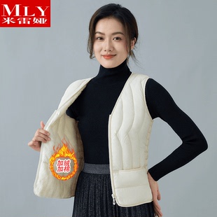 加绒棉马甲加厚大码 2024女士秋冬新款 中老年内穿保暖棉服马夹背心