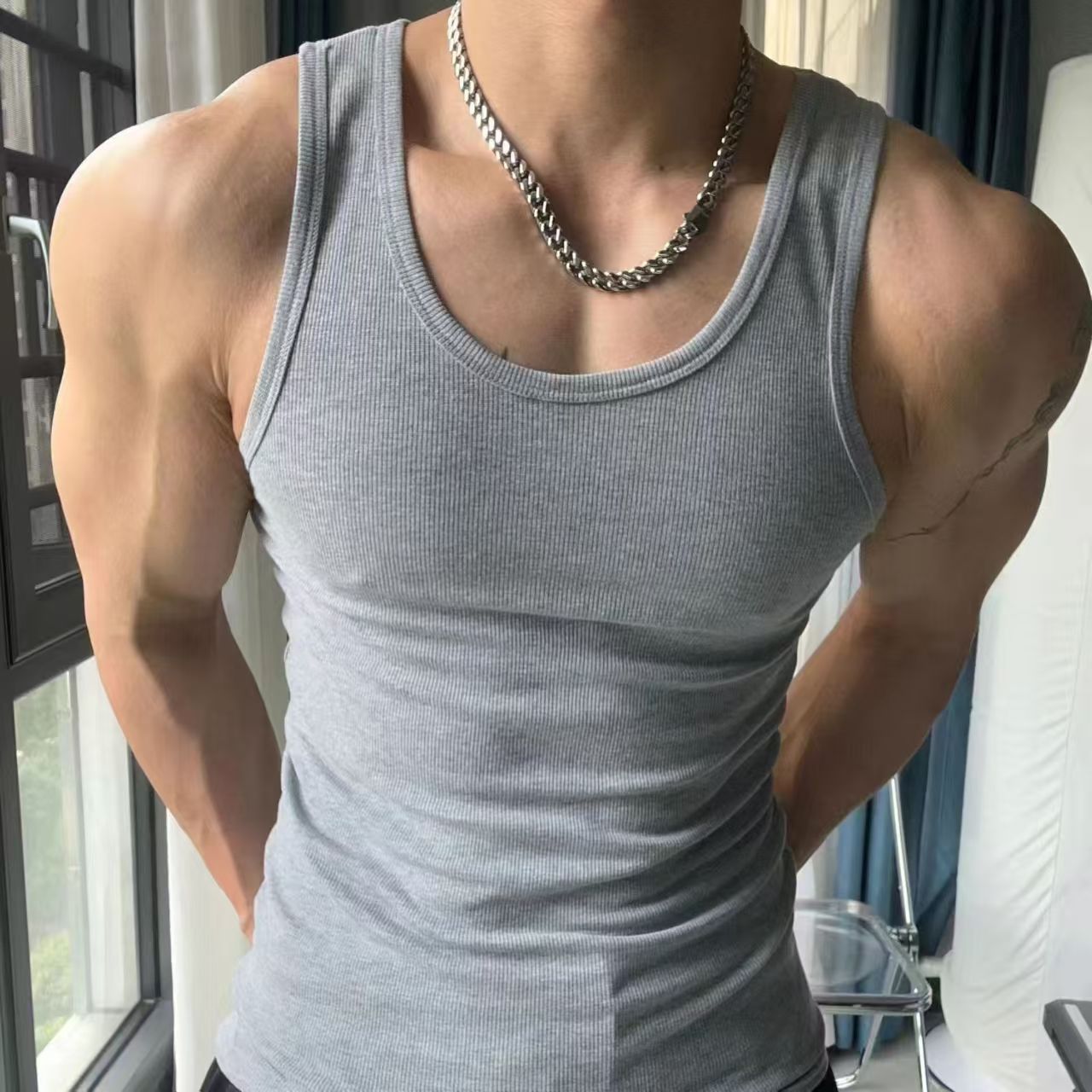 260克重磅螺纹男士健身背心