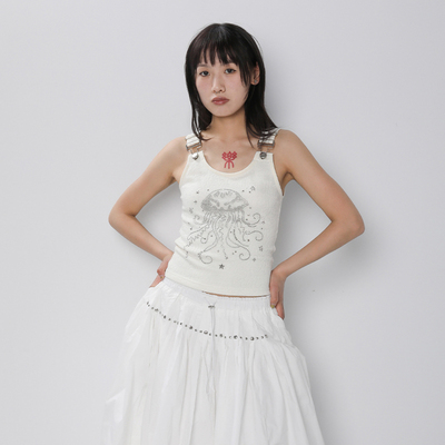 CONFUN 25SS原创水母金属铆钉烫钻吊带背心