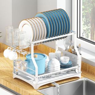 家用台面置物架亚马逊可拆卸碗筷碗盘餐具收纳碗架厨用碗碟沥水架
