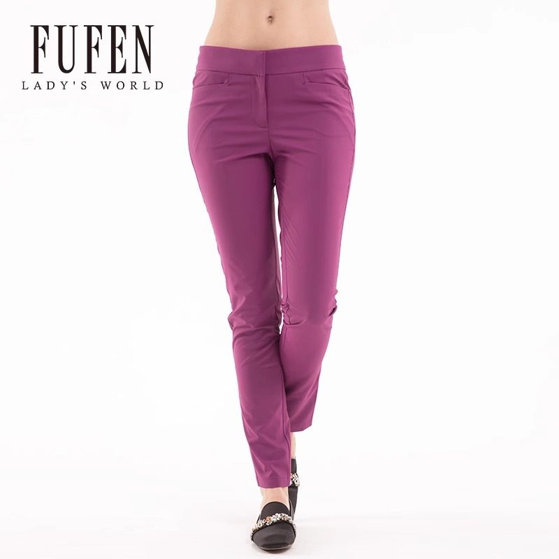 福芬2023春夏新款高腰微喇裤女修身OL职业西裤KZ-50078-1