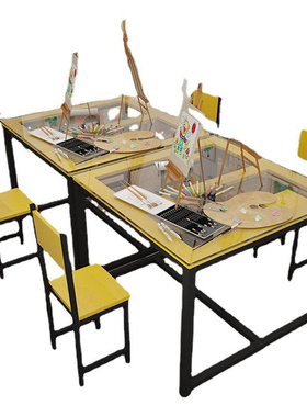 极速幼儿园桌子幼儿绘画美术桌培训课桌椅小学生辅U导班彩色画室