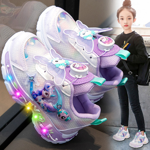 儿童公主发光带灯库洛米小女孩老爹鞋 女童鞋 运动鞋 春季 子2025新款