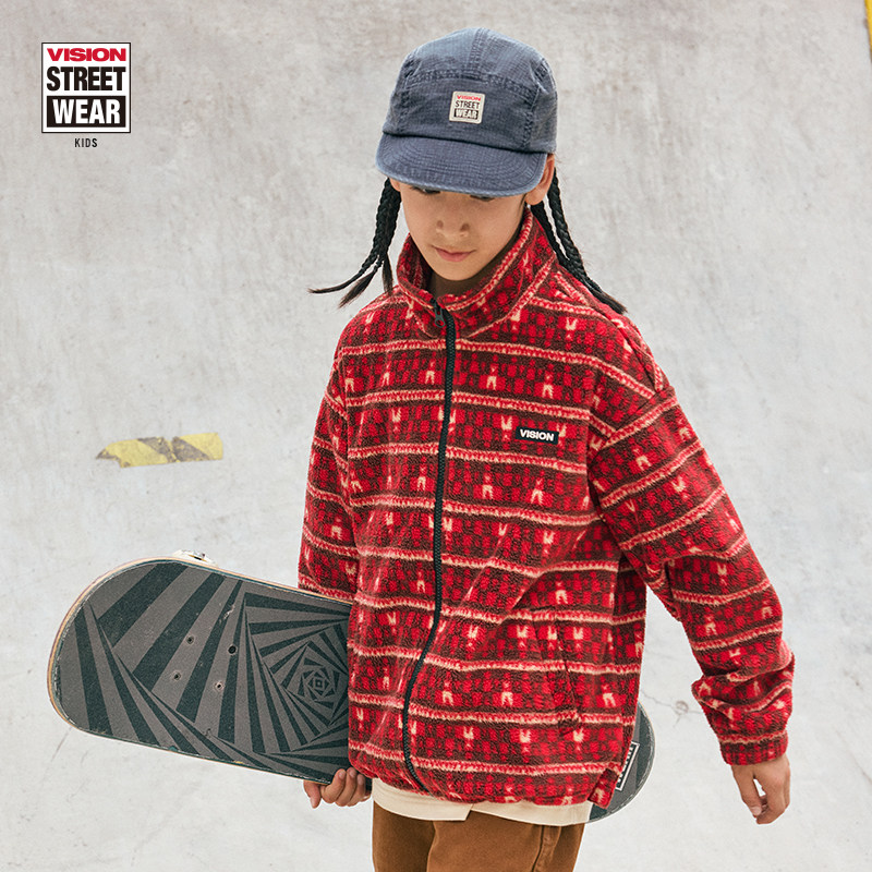 VISION KIDS 童装男女儿童同款美式复古立领保暖摇粒绒秋冬外套,童装/婴儿装/亲子装,普通外套,淘宝优惠券,粉丝福利购,淘宝优惠卷