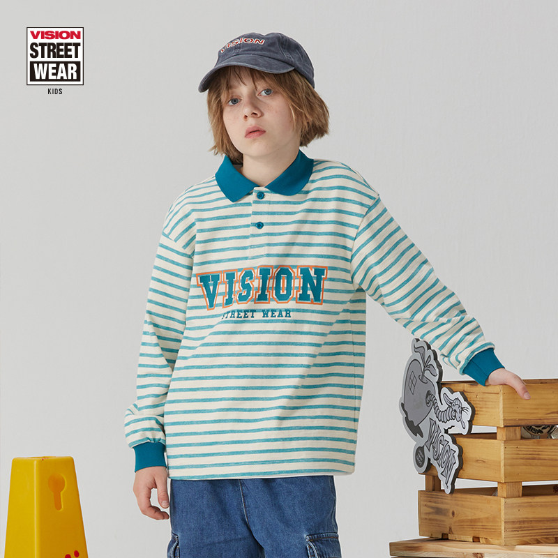 VISION条纹宽松POLO衫