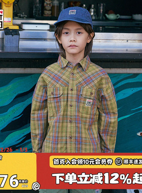 VISION童装  美式复古宽松色织格格纹长袖衬衫25秋冬男女儿童