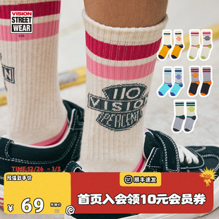 历史复刻110%图案提花撞色中筒袜运动儿童袜秋冬款 VISION KIDS