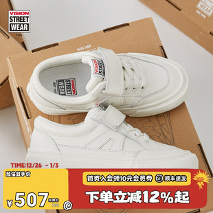 男女儿童 滑板鞋 VISION童鞋 STICKY魔术贴白色全皮低帮运动鞋