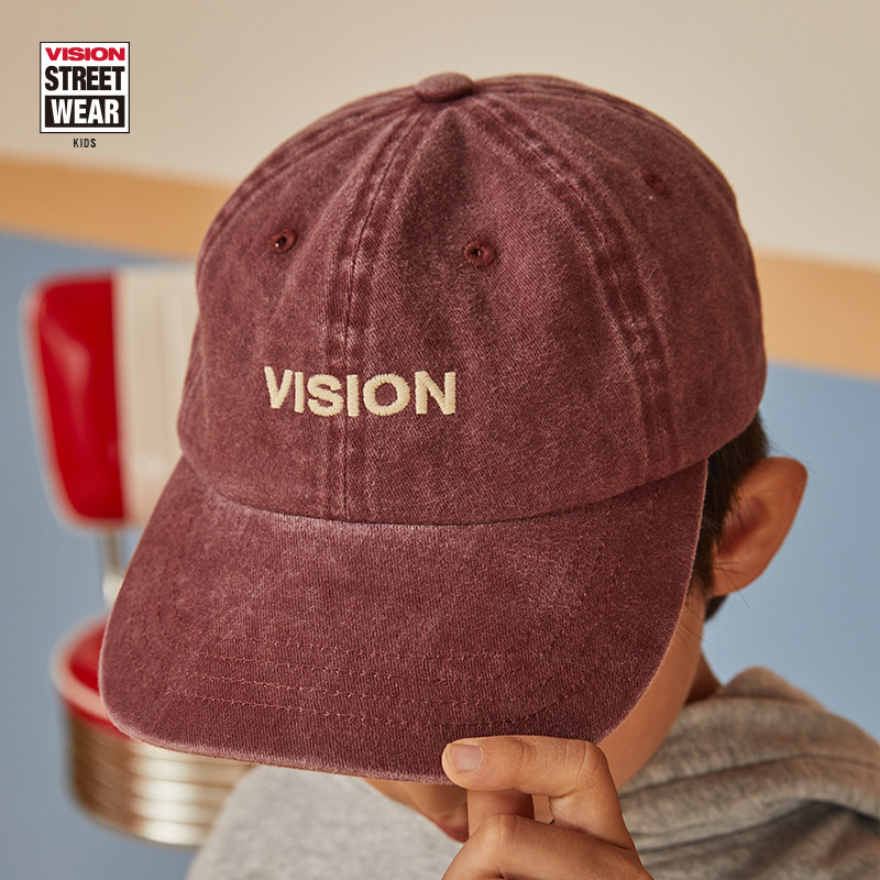 VISION KIDS 配饰复古做旧水洗软顶棒球帽鸭舌帽子男女儿童