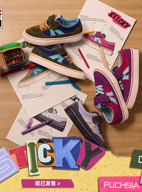 VISION童鞋 STICKY魔术贴低帮帆布鞋滑板鞋运动鞋男女儿童26春新