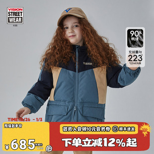 男女儿童同款 童装 冬季 经典 羽绒服 VISION 宽松撞色拼接中长款 KIDS