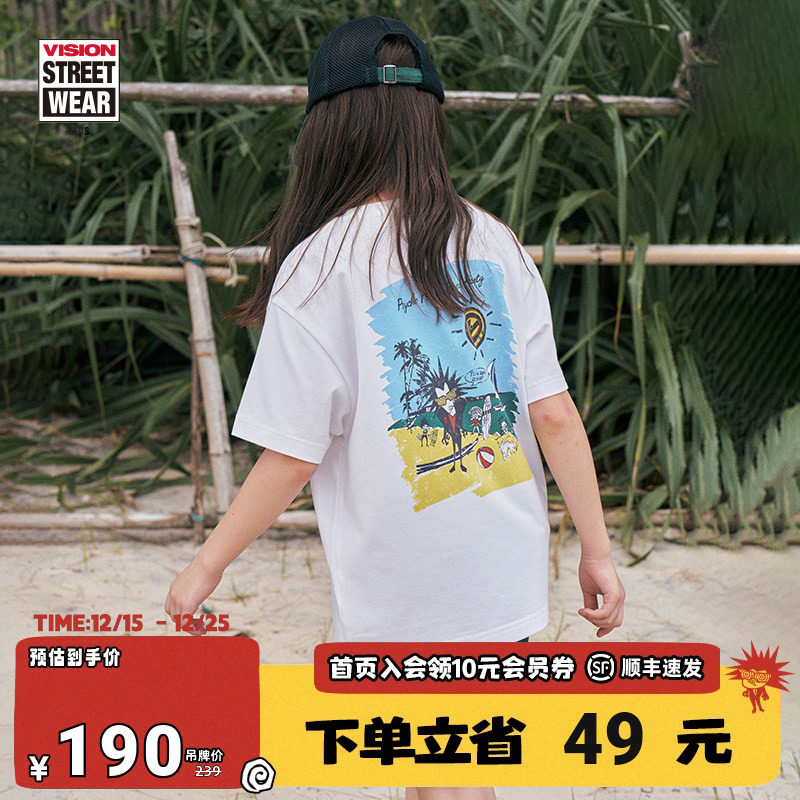 VISION童装 复刻历史图案Psycho beach holiday短袖T恤男女同款