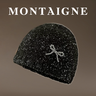 法国Montaigne/蒙田亮片BlingBling明星同款包头帽冷帽针织毛线帽