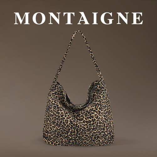 蒙田帆布托特大容量秋冬豹纹包包