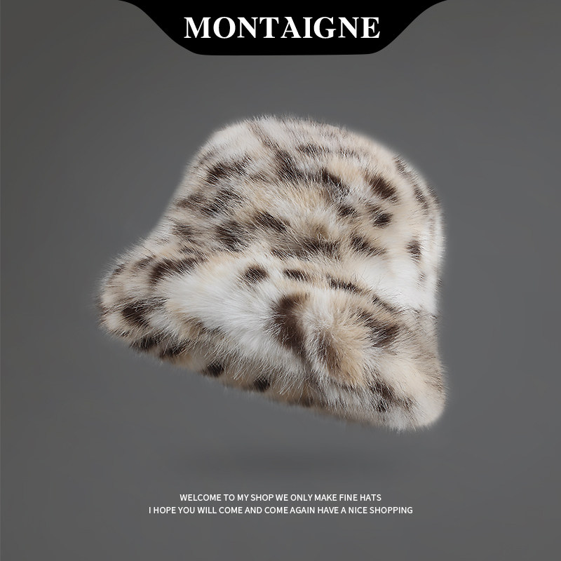 法国Montaigne/蒙田显脸小2024冬季渔夫帽仿皮草豹纹百搭毛绒帽子,服饰配件/皮带/帽子/围巾,帽子,淘宝优惠券,粉丝福利购,淘宝优惠卷