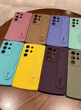 适用于三星S24腕带支架手机壳S23pro软s21外贸s22ultra新款note20