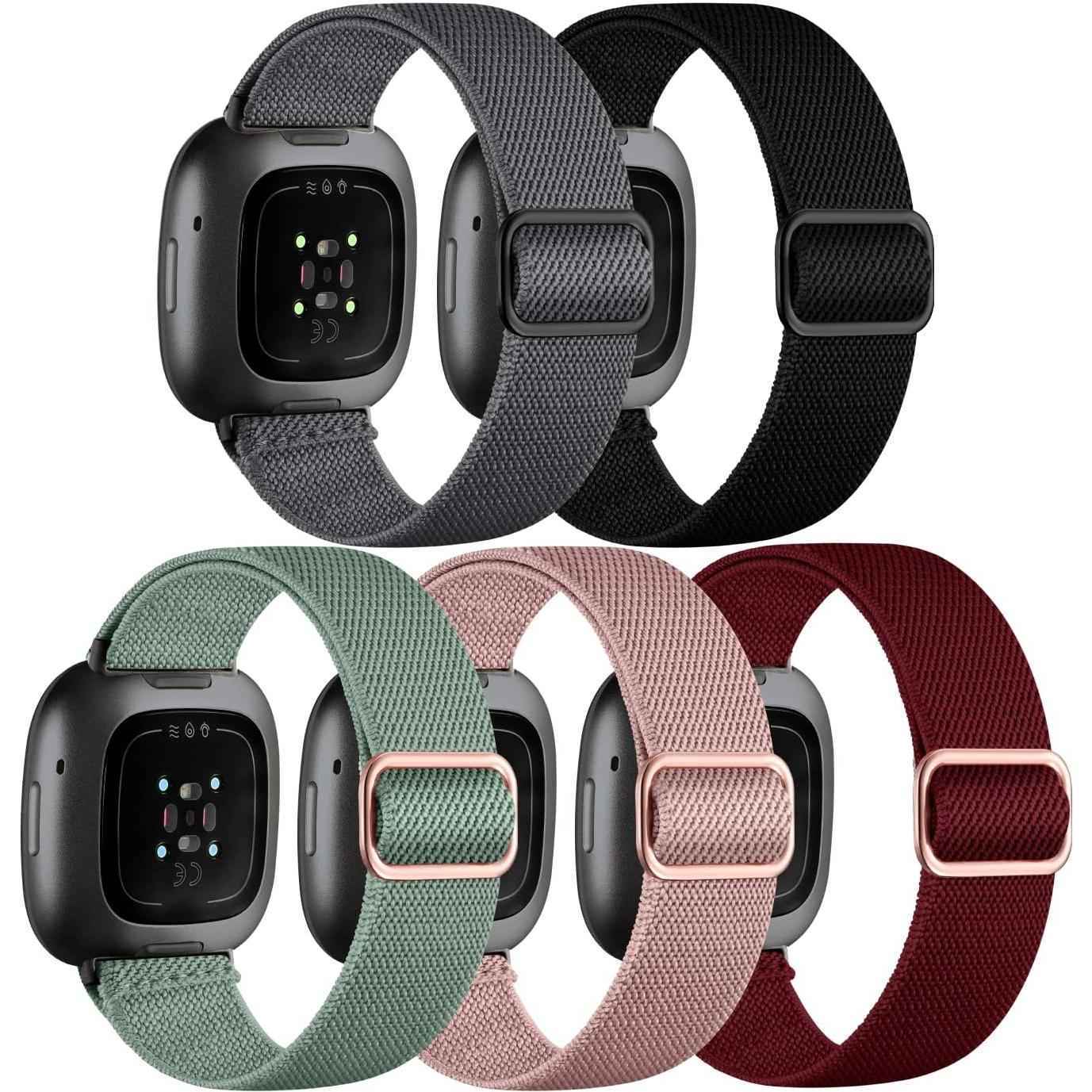 适用Fitbit Sense/Sense2/Versa 3/4弹力表带Versa2配大扣手表带