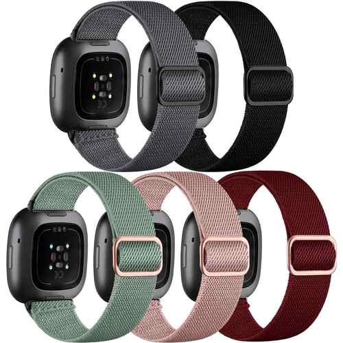 适用Fitbit Sense/Sense2/Versa 3/4弹力表带Versa2配大扣手表带
