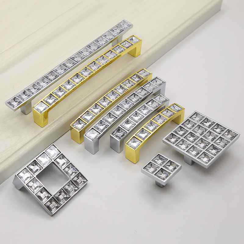 水晶拉手U型现代简约抽屉鞋柜橱柜柜门钻石双孔把手厂家低价