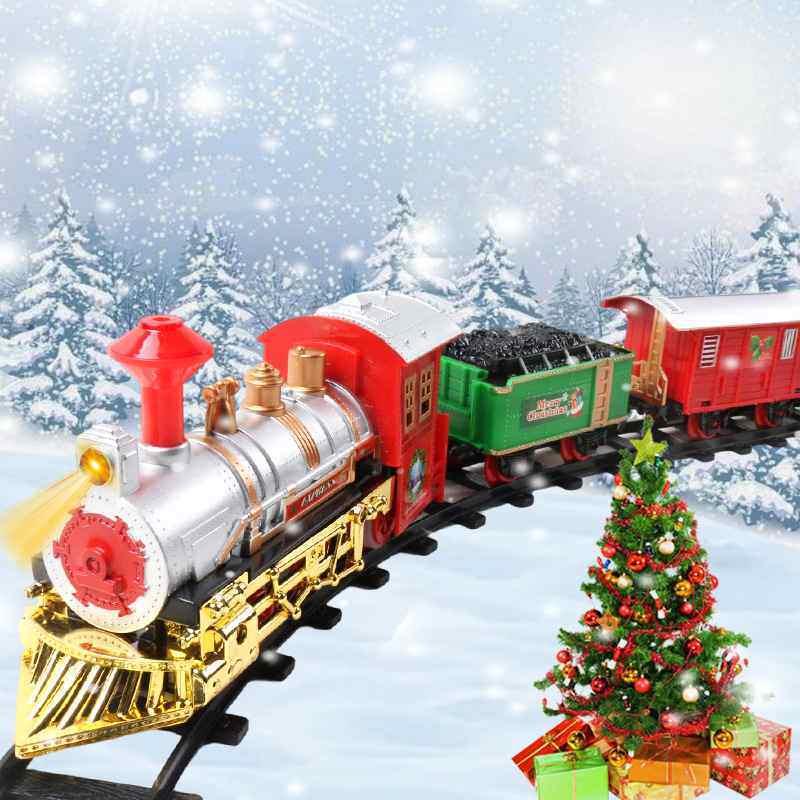 跨境电动轨道火车玩具儿童仿真复古圣诞小火车礼物男孩玩具车外贸