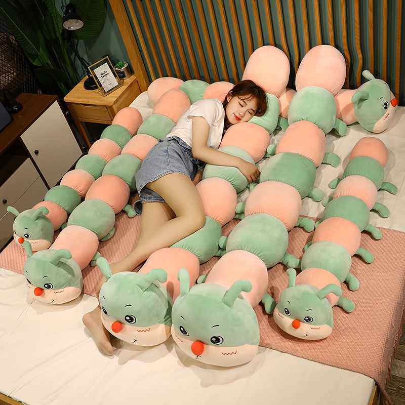 丑萌柔软夹腿深度睡眠小丑毛毛虫抱枕卡通虫子长抱枕网红产品礼物