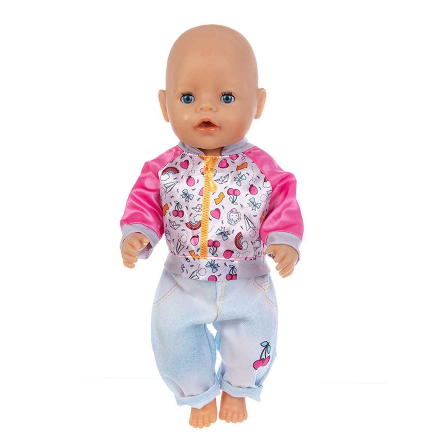 新款速卖通热卖18寸娃娃衣服拉链夹克外套43cm夏芙娃娃棒球服