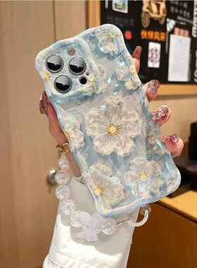 蓝光适用苹果15手机壳iphone14promax带挂绳手腕链13pr女新12全包