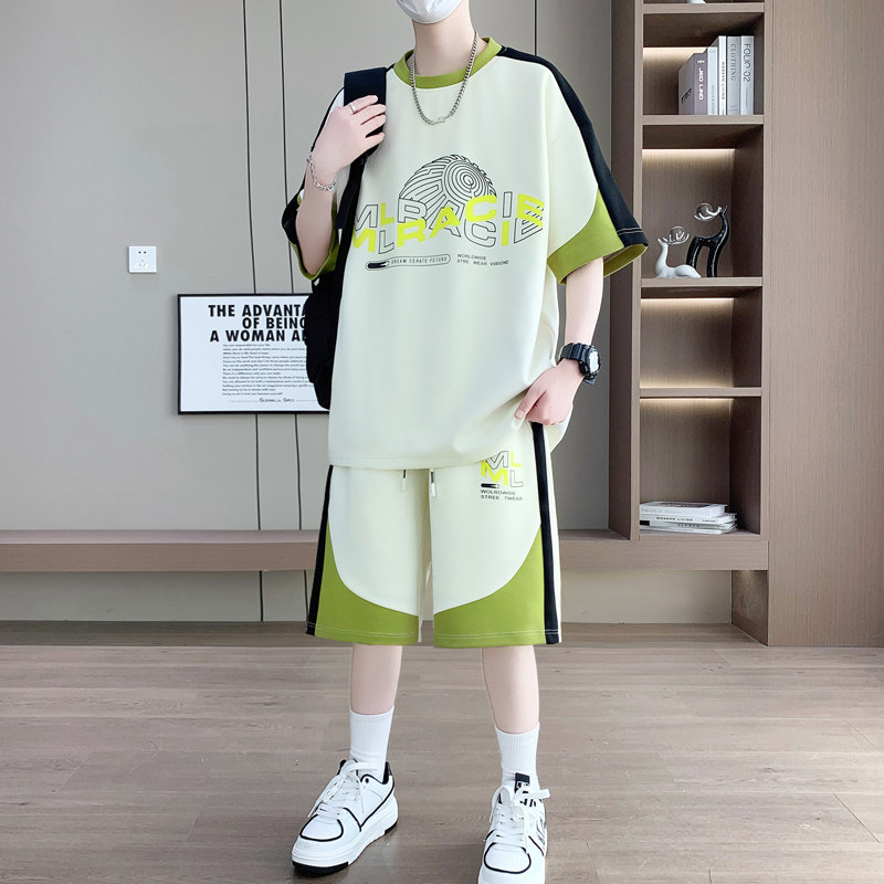 青少年夏季套装男冰丝T恤高中初中学生短袖短裤大童休闲运动衣服