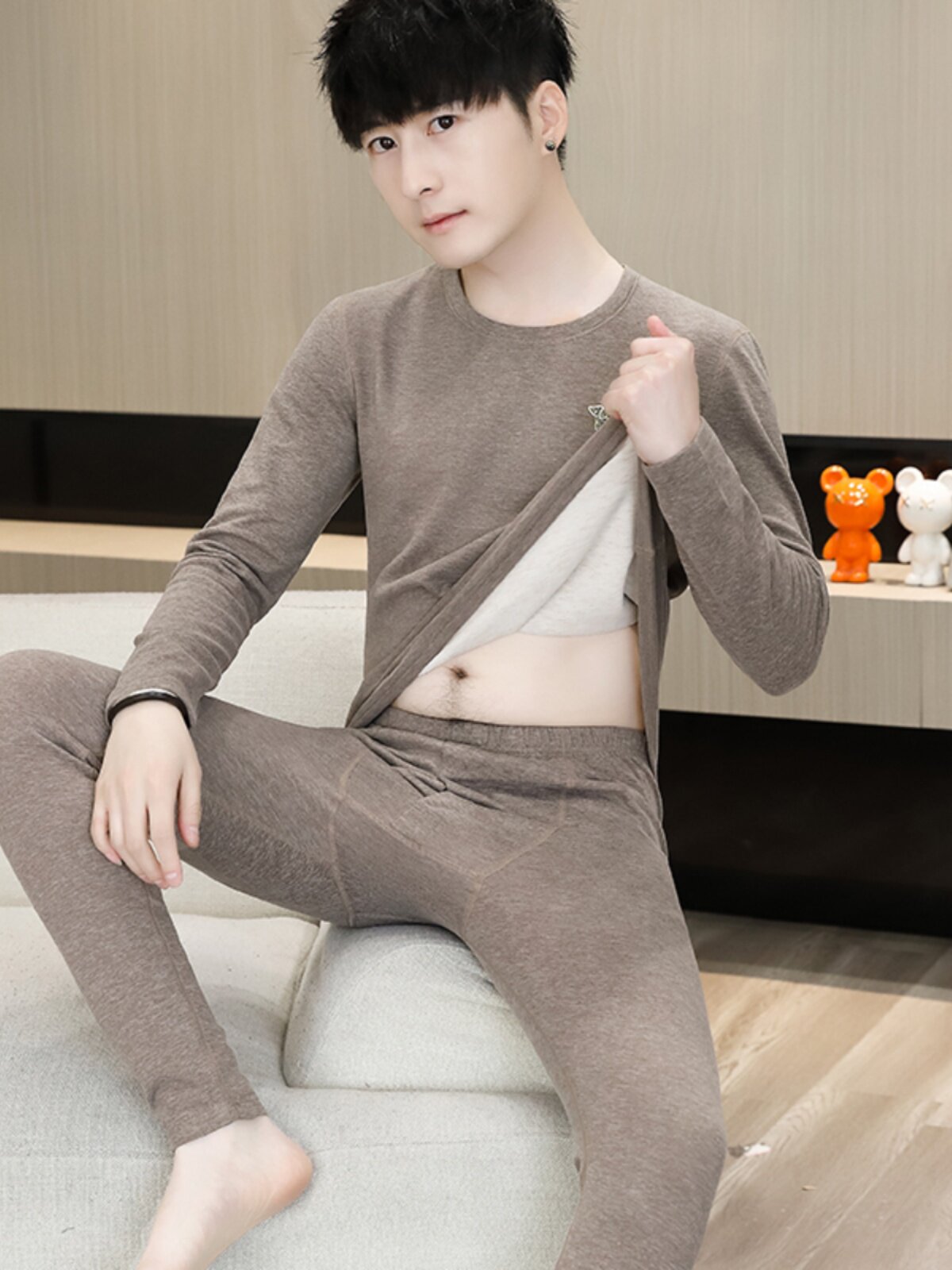 德绒保暖内衣套装2025秋冬季加绒男士德容打底衫男款德荣秋衣秋裤