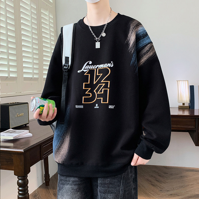 青少年卫衣2026男春秋季印花长袖t恤初高中学生中大童男孩打底衫