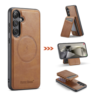 适用三星GalaxyS24ultra磁吸卡包S25手机壳s23fe新款s26高级感s22带支架s22+带卡槽可插卡全包防摔保护套男士