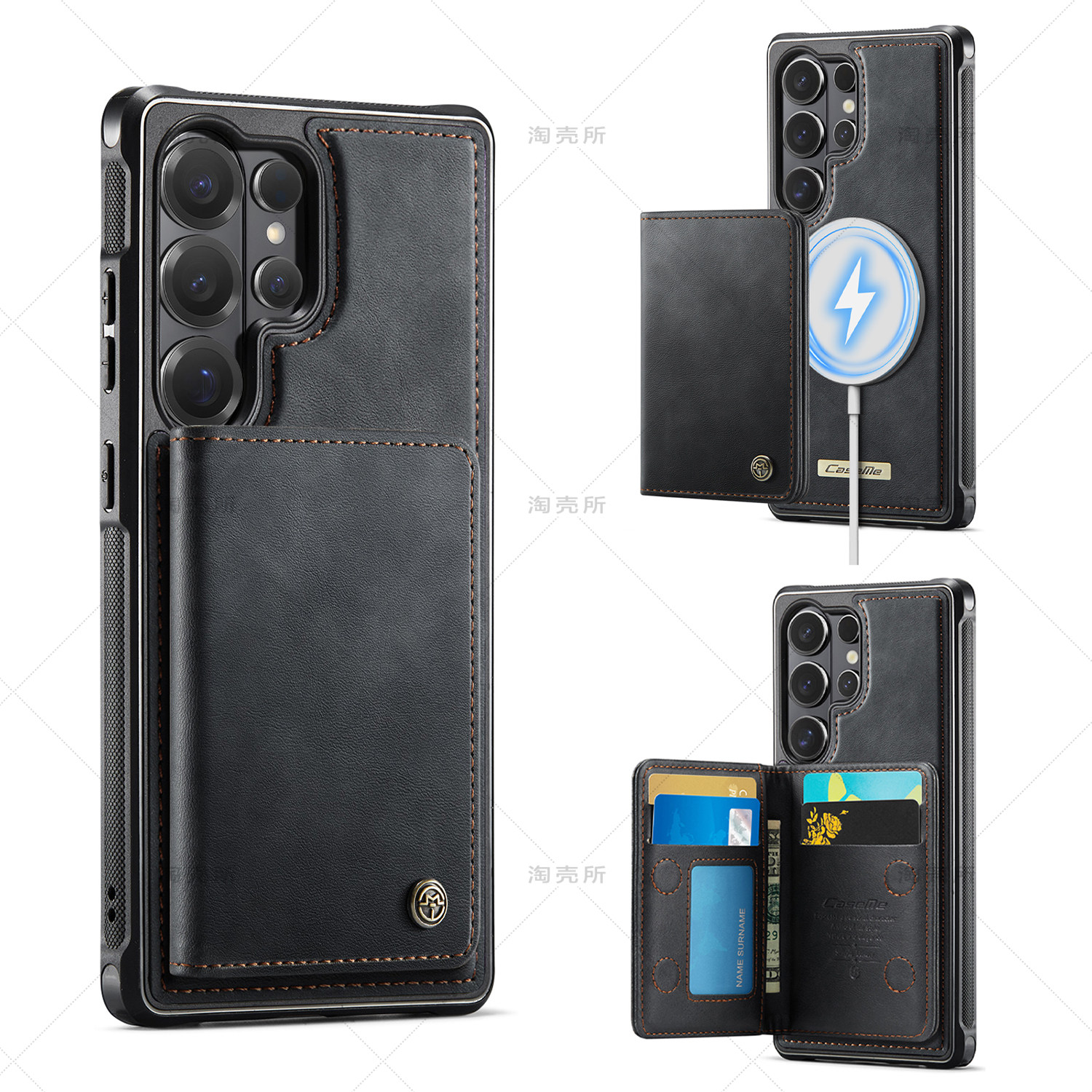 2合1可拆分适用三星S25Ultra磁吸卡包S26手机壳新款S24保护壳S24+plus支架S23带卡包S22可放卡高级感全包防摔