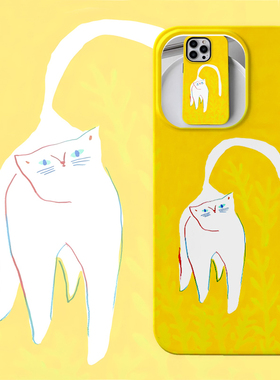 迈着轻盈优雅步伐白色高贵猫咪适用iphone13手机壳15promax苹果12全包菲林套14promax个性11pm卡通可爱14plus