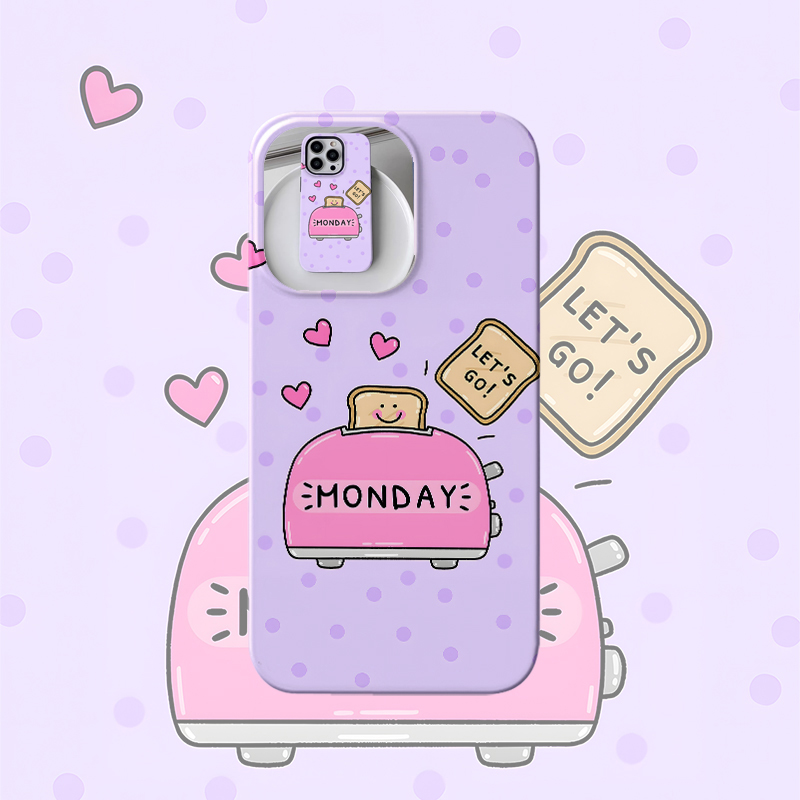 ins小众趣味面包机菲林壳全包按键适用苹果iPhone15promax梦幻公主紫菲林手机壳14p治愈12亮面全包13菲林壳