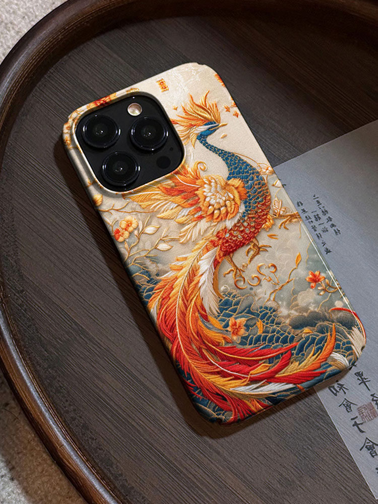 五彩凤凰 新中式适用苹果15promax手机壳男女新款iPhone14菲林壳13mini中国风12小众11古风印花xr全包xsmax
