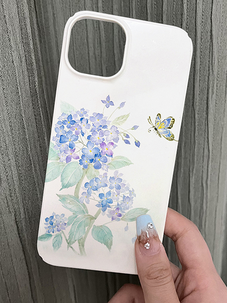 ins淡雅气质花朵绣球花适用iPhone13苹果14pro手机壳11/12菲林全包
