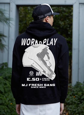 顽童MJ116主理 CMJFRESHeso瘦子同款印花男女秋冬连帽卫衣打底衫