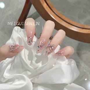 玫瑰森林甜心派对穿戴甲2025年新款 美甲手作温柔指甲 小众显白法式