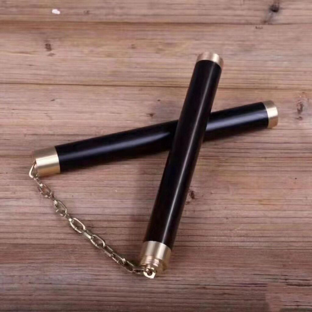 紫光檀双截棍练习棍黑檀钢链双节棍木质武术棍二节