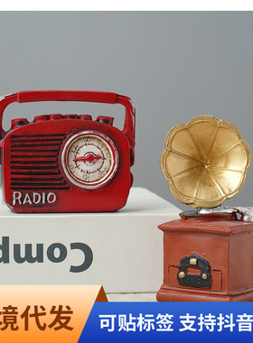 相机钢琴打字机复古做旧创意树脂迷你小摆件家居装饰网店拍摄道具