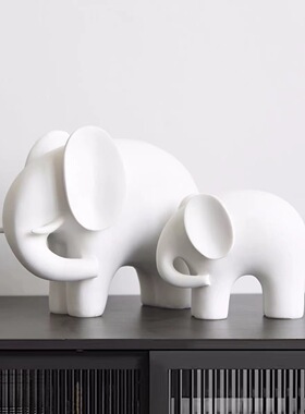 砂岩情侣大象树脂工艺品创意家居客厅摆件雕塑桌面摆件轻奢风摆件