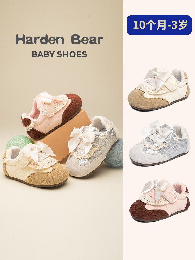 Harden bear/ обувь принцессы для маленьких девочек; осенняя обувь на мягкой подошве для малышей; новинка 2025 года; обувь с бантом для девочек Изображение 1