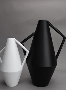 欧式简约双耳壶树脂花器花插样板房餐桌桌面卧室书房客厅饰品摆件