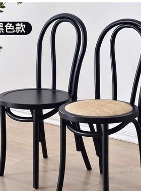 藤编椅子家用餐桌椅美式中古风thonet美式法式复古靠背椅中古餐椅
