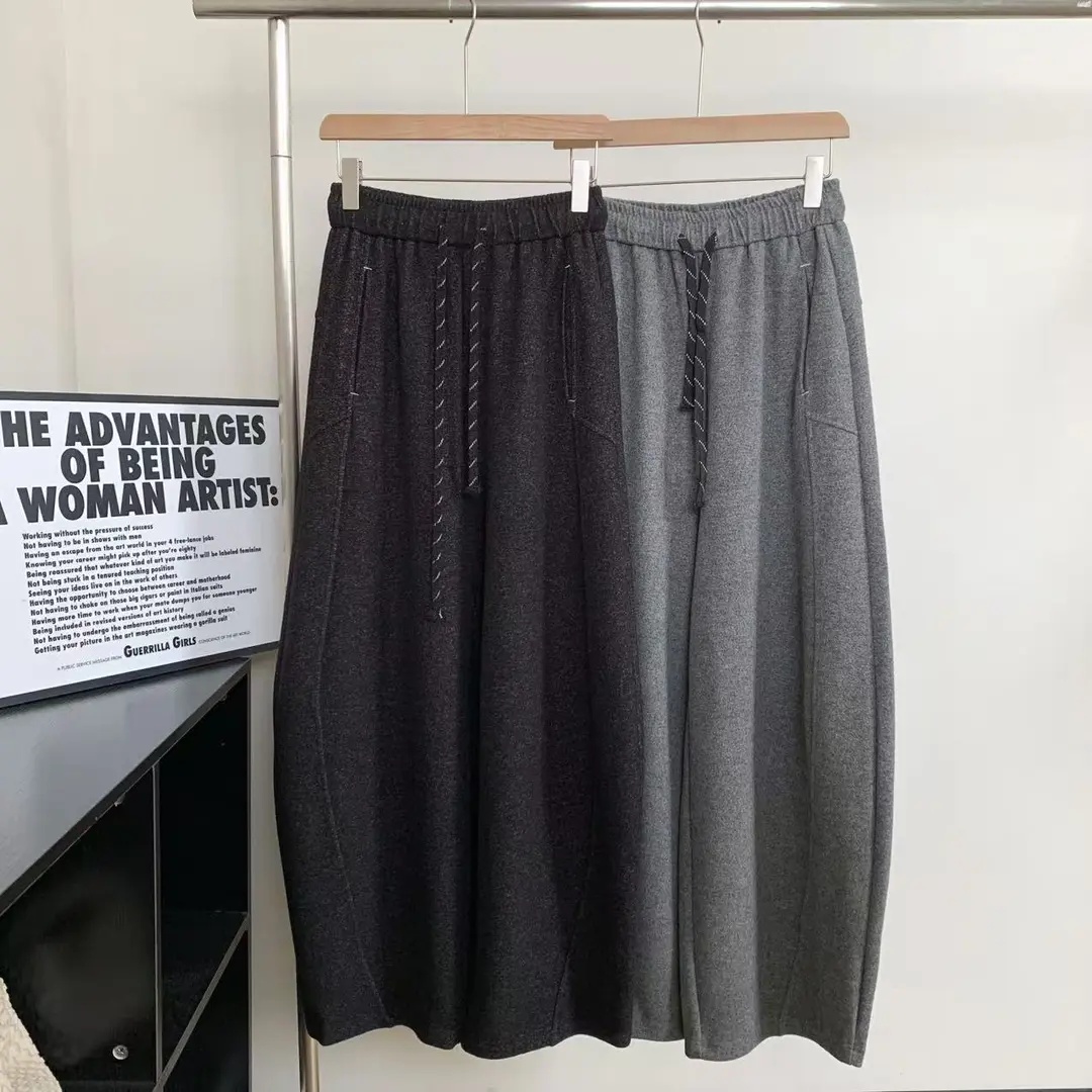 加绒加厚糯米绒女阔腿卫裤