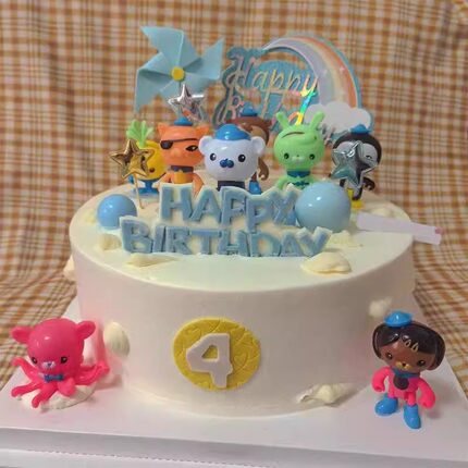 海底世界套装章鱼公仔蛋糕装扮摆件玩偶生日情景派对玩具装饰插件