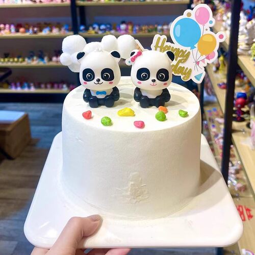 熊猫儿童节蛋糕烘焙装饰摆件 熊猫宝宝网红玩偶摆件 周岁烘焙装扮