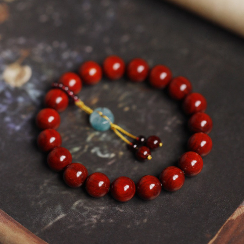 濮暹小叶紫檀手串女款真品鸡血红高密度老料本命年五行缺木质手链