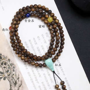 濮暹绿奇楠沉香手串女款108颗6mm真品老料高端收藏级佛珠手链文玩