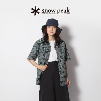snowpeak雪峰2024春夏Breathable短袖印花衬衫男女款轻薄衬衫